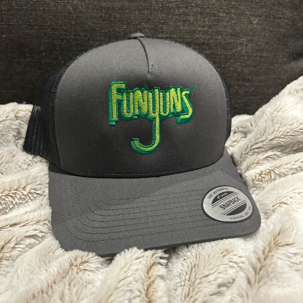 Funyuns Trucker Hat Snapback Yupoong Gray Black Mesh Cap